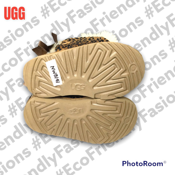 Ugg Exotic Bailey Bow II Leopard Print Classic Boots Kids Size 10 - Picture 6 of 7